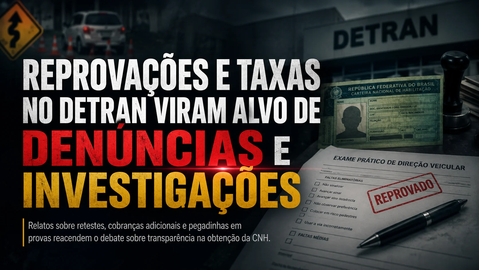 Gráfico ilustrativo revelando os lucros milionários do Detran baseados em altas taxas de reprovação de candidatos à CNH